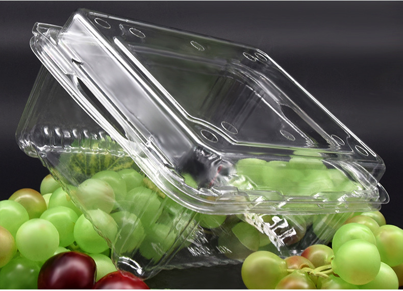 现货 吸塑包装果蔬盒 食品保鲜超市pet一次性透明连盖500g水果盒
