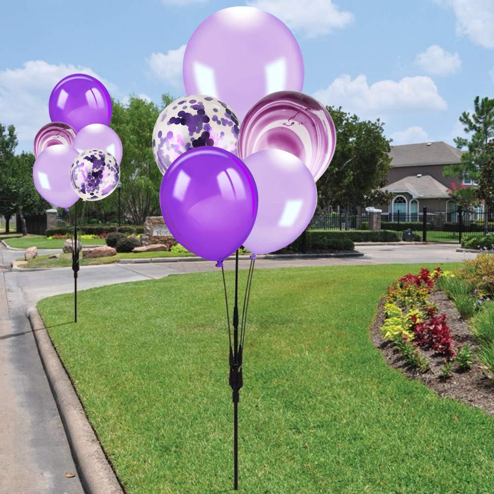 62pcs 12英寸氦气乳胶气球紫色玛瑙氦气球带丝带适用订婚婚礼派对