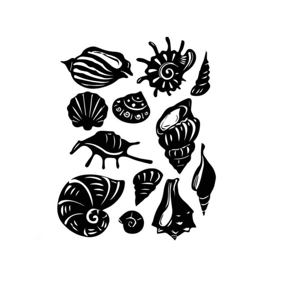 diy海螺贝壳图案 精雕乙烯基自粘可移除墙贴 儿童卧室装饰贴纸