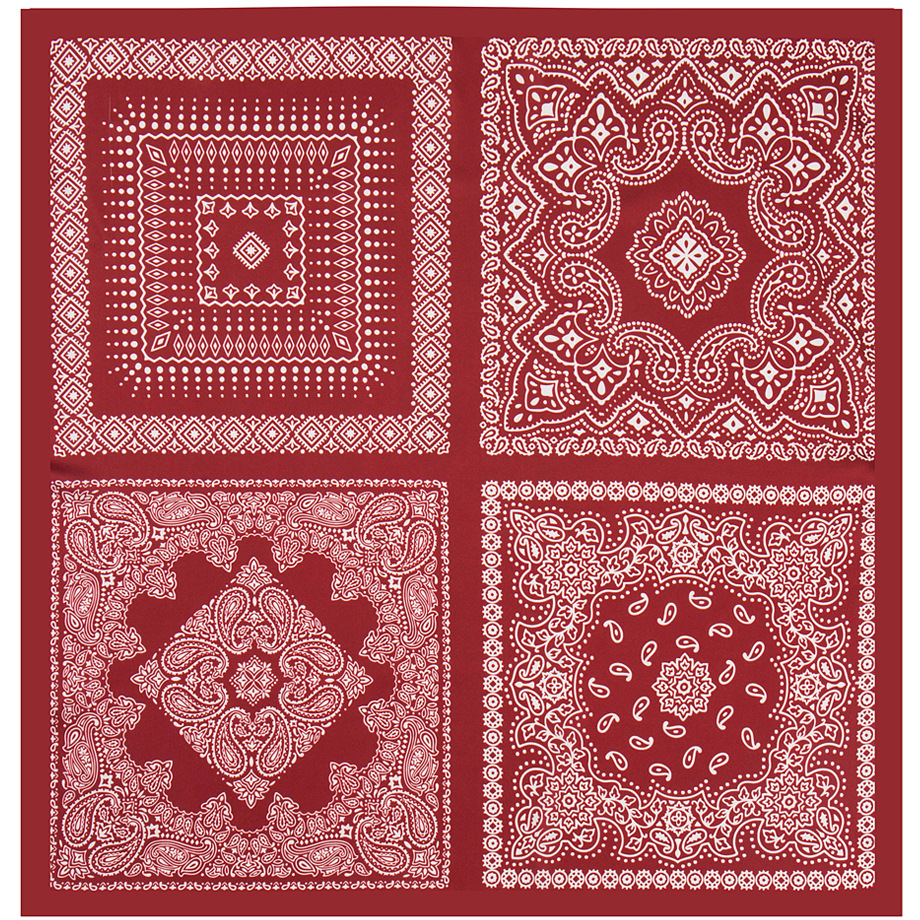 外贸爆款跨境围巾男士红色腰果花嘻哈小方巾50cm复古头巾发带女