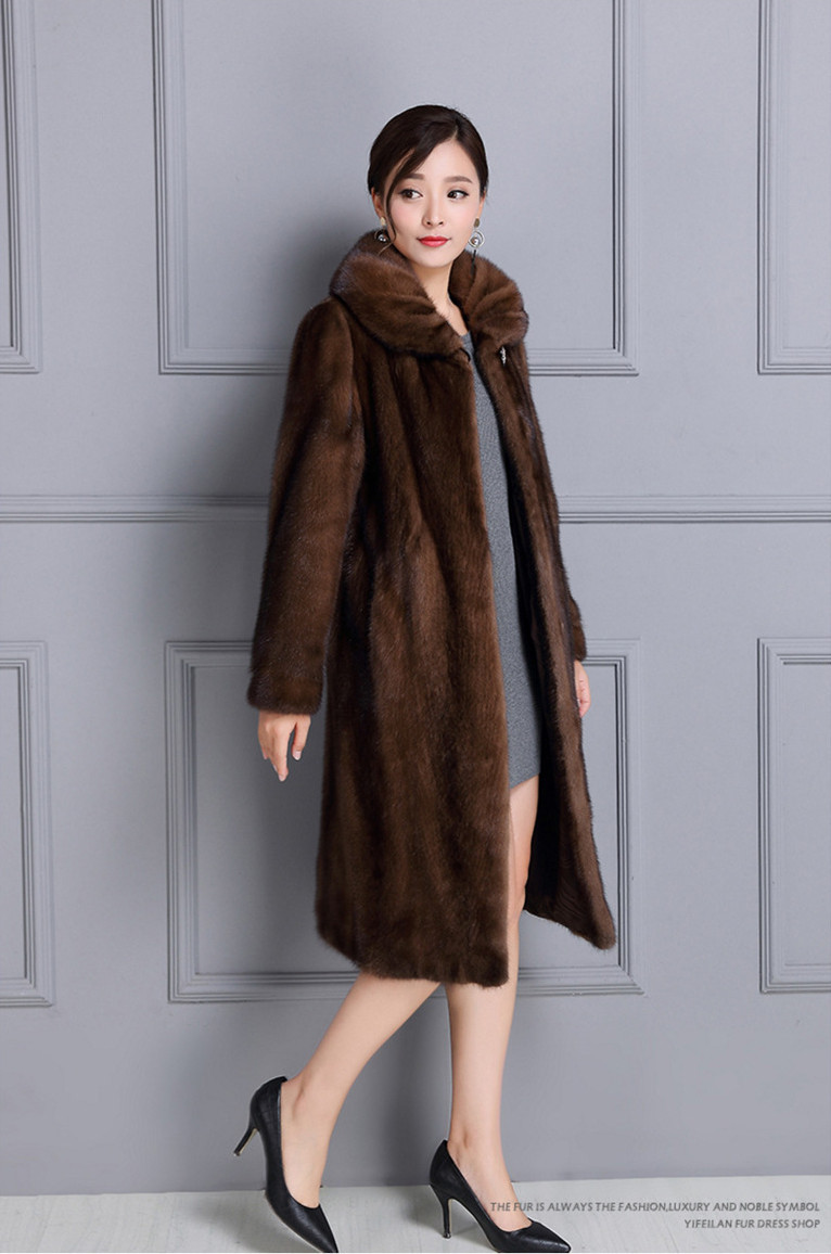 2019韩版仿水貂皮草外套大衣女装整貂绒长款中老年仿皮草翻领大码