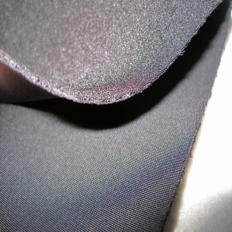 厂家定制黑色弹力沙丁布火焰贴合弹力莱卡布_高筒靴复合面料