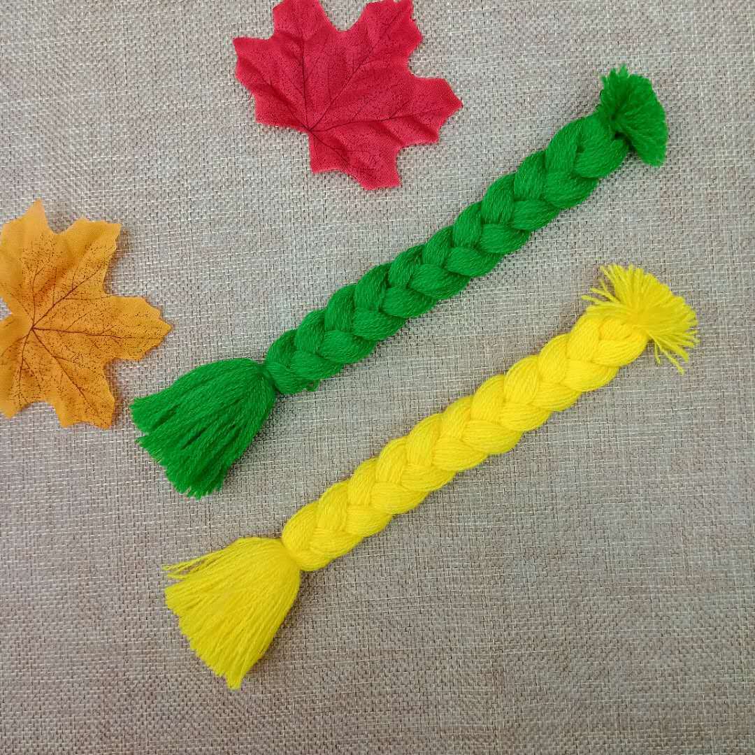 厂家直供开司米毛线三股辫子绳15cm-20cm布娃娃玩具假发鞭子