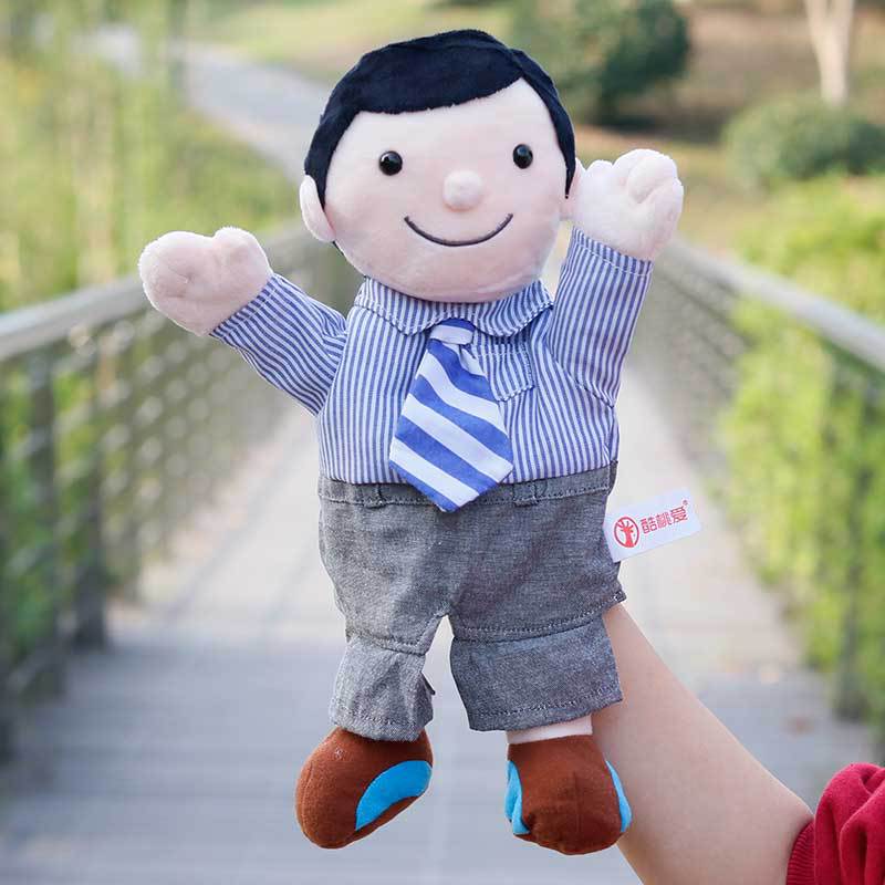 新款一家亲人物大号手偶玩具儿童讲故事早教安抚手套爷爷奶奶男孩