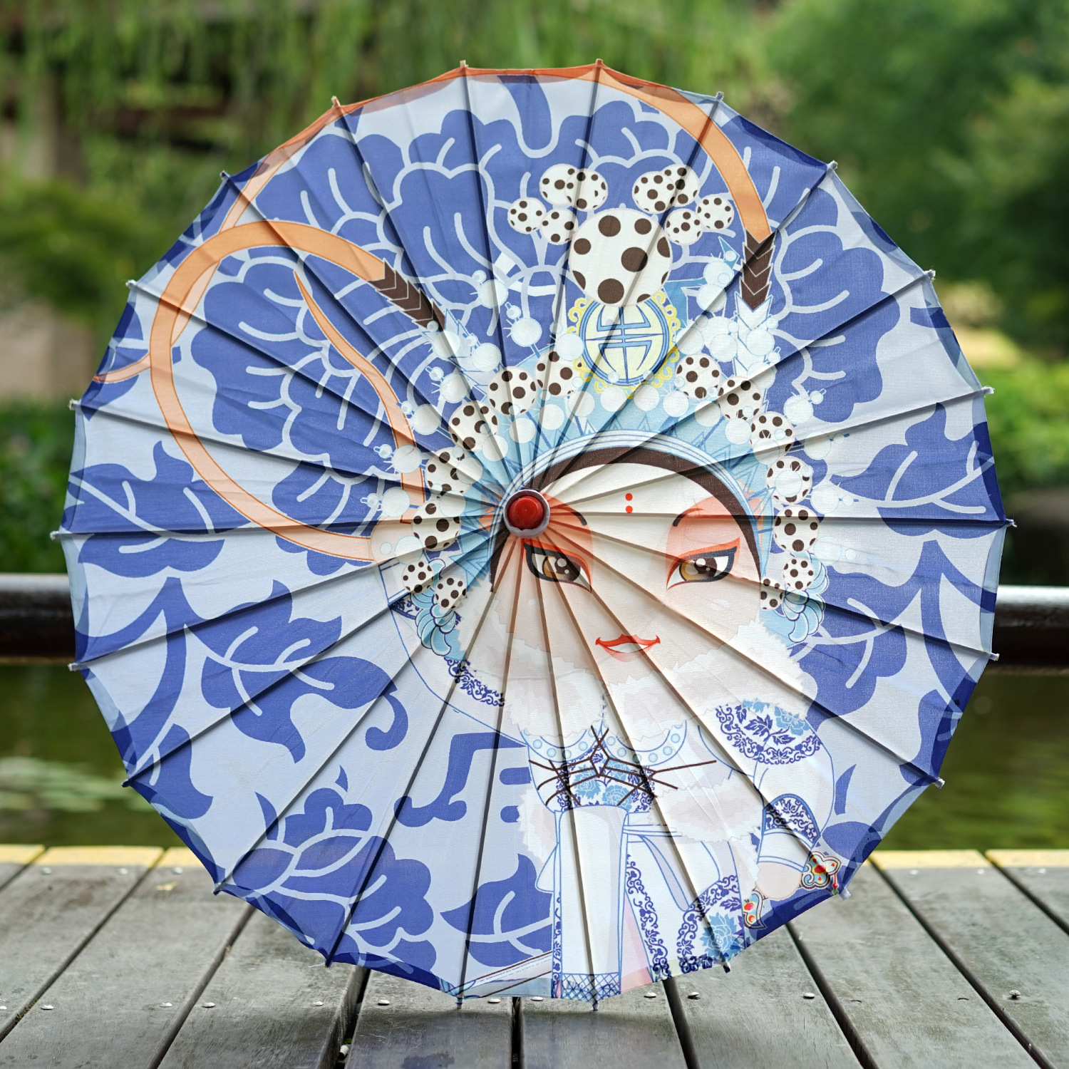 京剧脸谱油纸伞川剧绸布伞中国风花纸伞餐厅酒店装饰伞吊顶展会