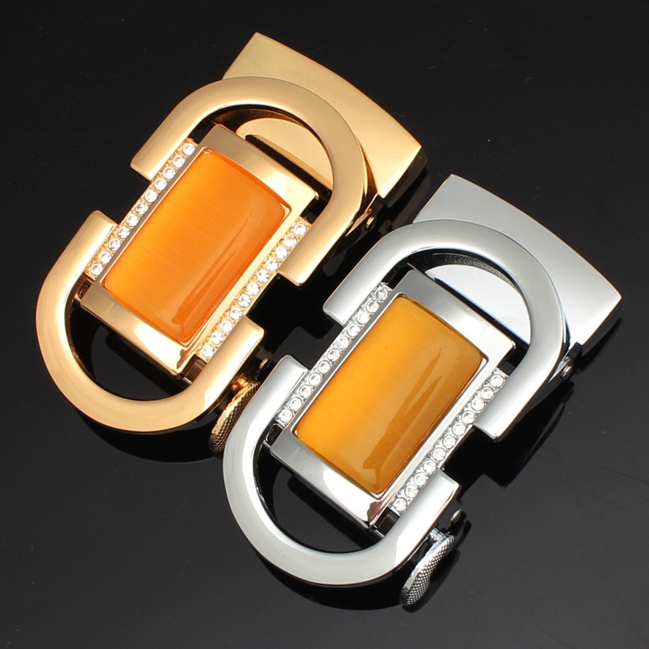 泓升马蹄形皮带扣头自动男士腰带卡扣玉石玛瑙3.5cm裤扣配件卡子