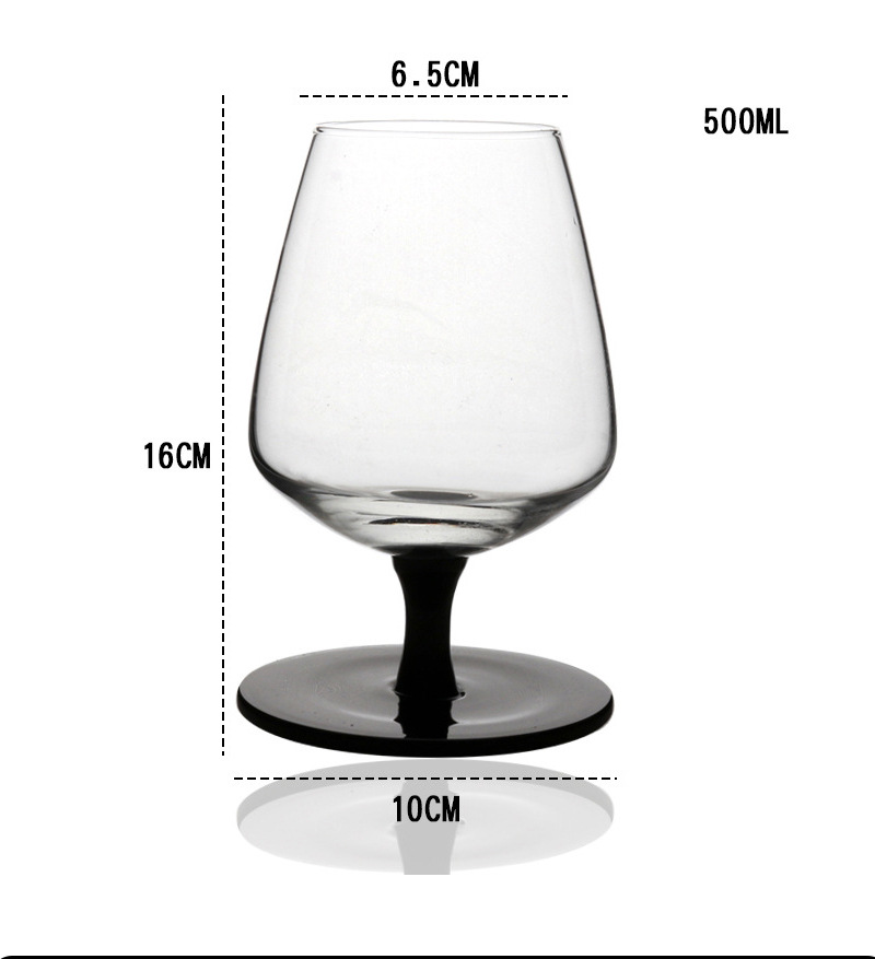 厚实耐用矮脚白兰地酒杯 黒杆干邑洋酒杯瑶瑶高脚玻璃杯酒店专供