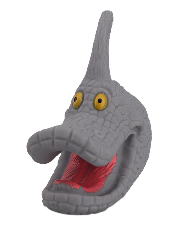 创悠乐批发抖音同款搪胶手指龙手偶 亚马孙恐龙模型指套玩具