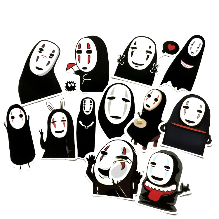 12张可爱日系动漫无脸男贴纸旅行箱笔记本行李箱滑板冰箱汽车贴