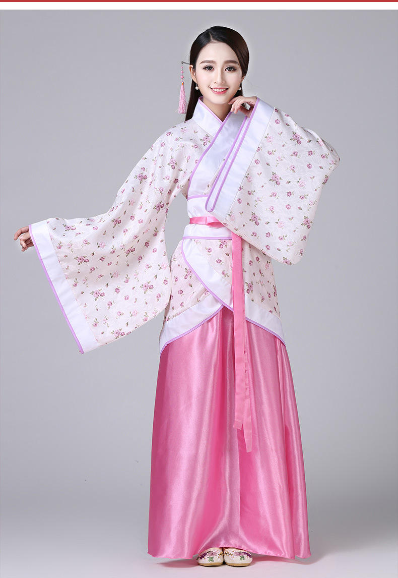 新款古装改良汉服女春季写真古筝演出服古代女装襦裙曲裾表演服装