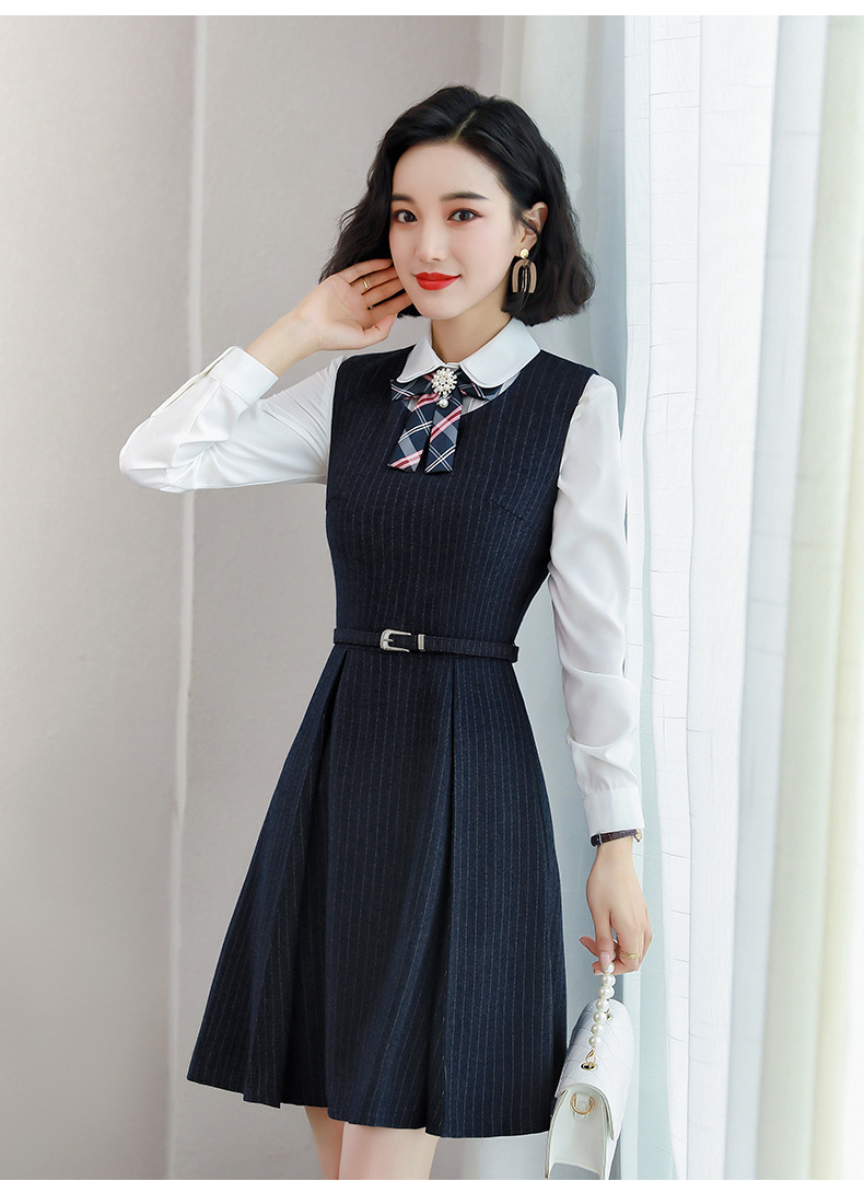 幼师职业套装秋连衣裙教师园服女校服幼儿园老师服装连衣裙工作服