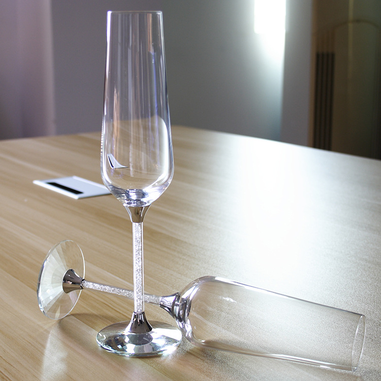 无铅水晶香槟杯起泡酒高脚杯套装欧式创意气泡杯宴会酒杯婚庆对杯