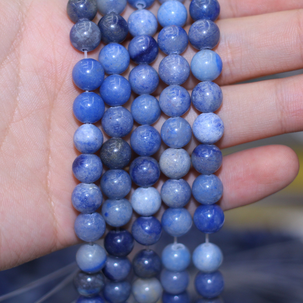 blueaventurine 天然蓝东陵圆珠散珠批发外贸跨境半宝石珠子饰品