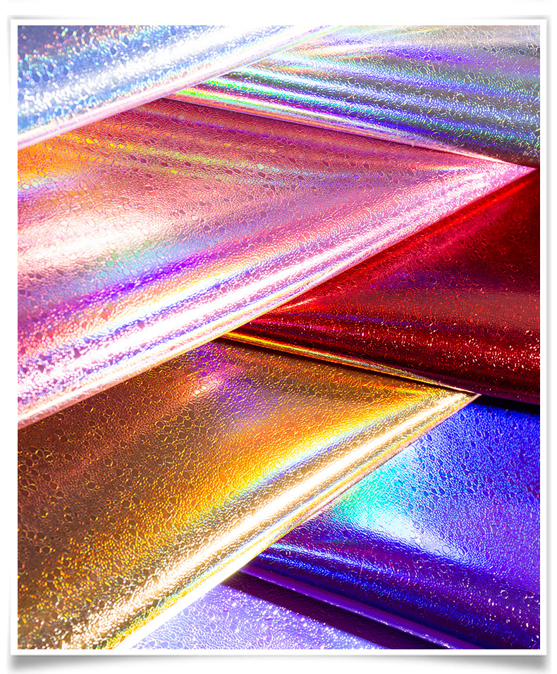 闪亮小碎石镭射pvc革幻彩烫金圆点皮革面料金属七彩石头纹人造革