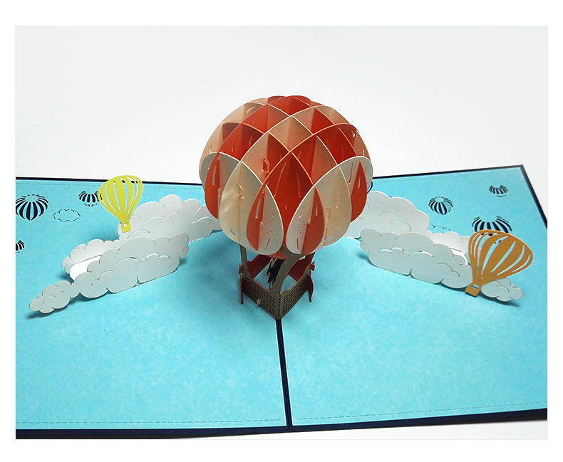 立体贺卡生日祝福创意礼物3d彩印热气球小卡片定制批发