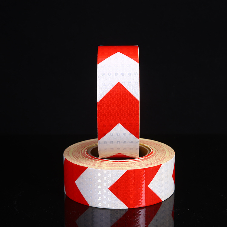 厂家可定做晶格反光贴红白箭头反光条车身贴 定制汽车警示反膜