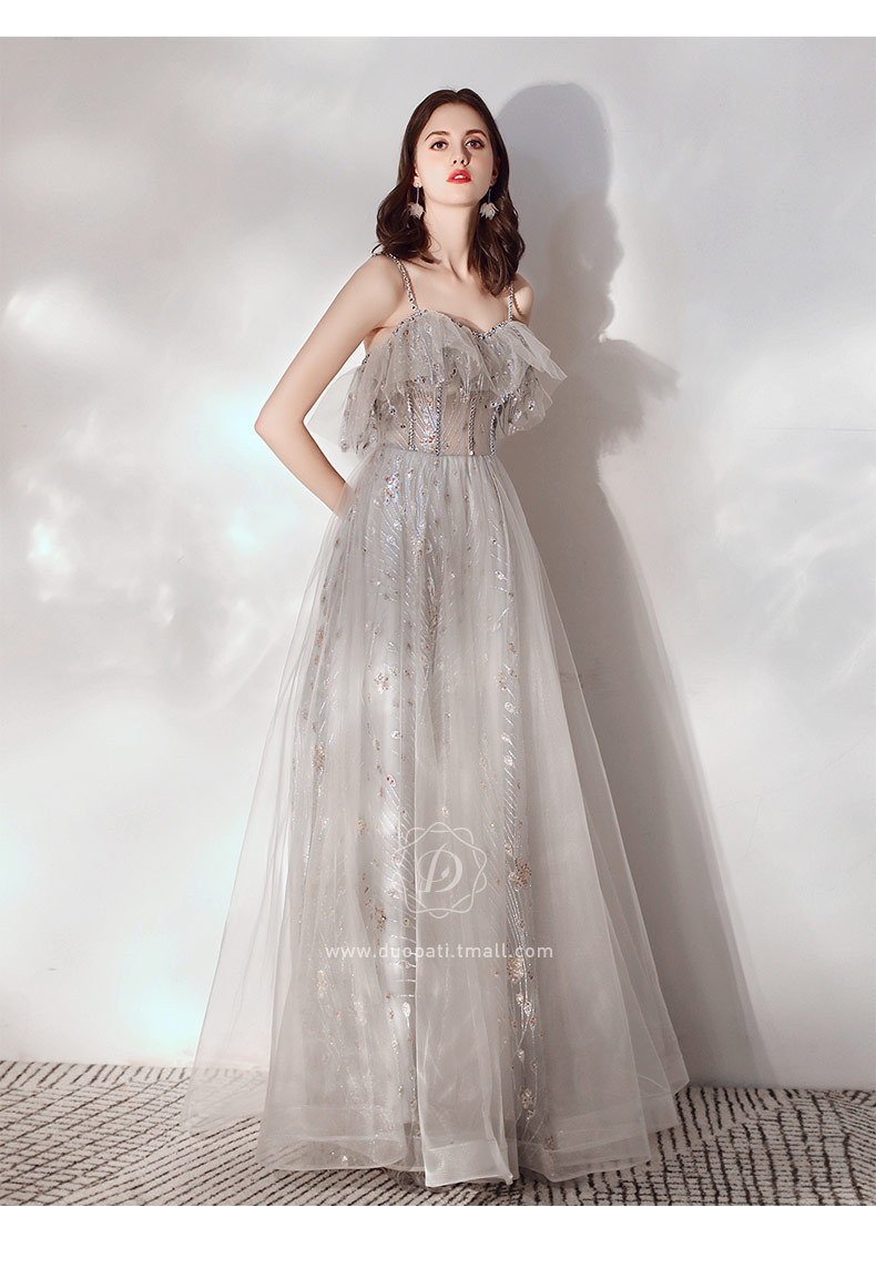 宴会晚礼服2020新款名媛小洋装长裙生日派对主持人高贵仙气礼服裙