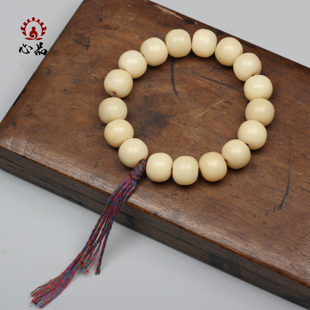 天然玉化骆驼骨佛珠手串文玩驼骨单圈手链油润西藏老牦牛骨苹果圆