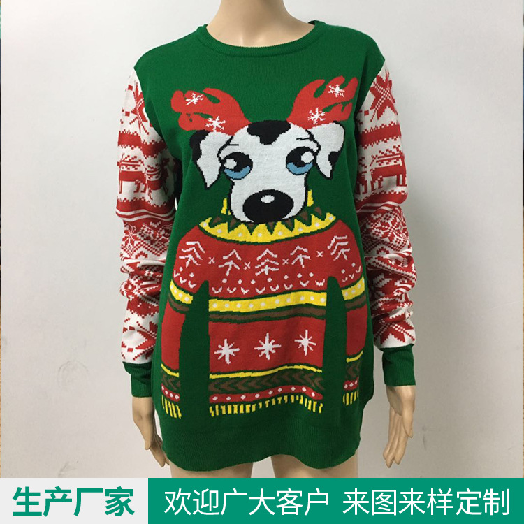 Foreign Trade Christmas Sweater European and American Boys and Girls Jacquard Sweater Export Loose Pullover Top