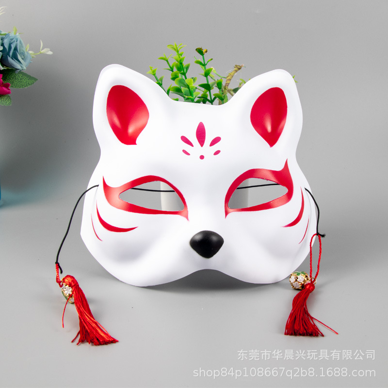 二次元狐狸面具动漫和风妖狐猫脸日式半脸男女阴阳师古风舞会道具