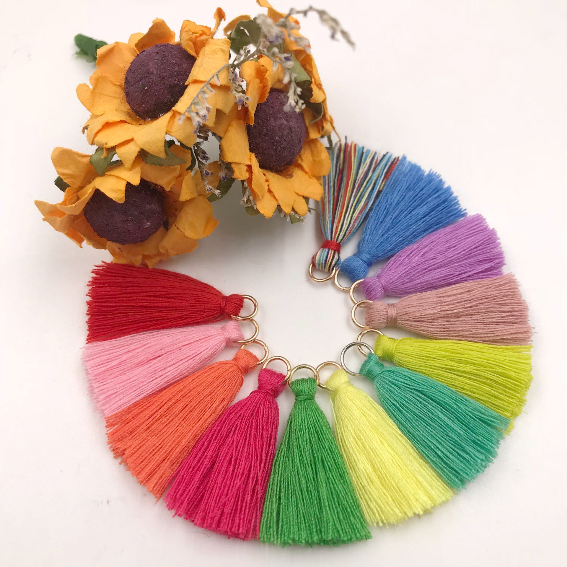 manufacturer with ring 3cm cotton thread mini tassel small tassel hanging ear hair accessories earrings diy jewelry clothing hanging ear