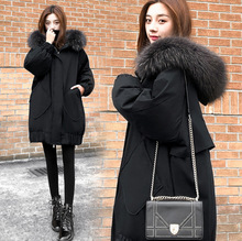 超大毛领棉衣冬季外套女2020胖韩版学生加厚工装中长款棉服