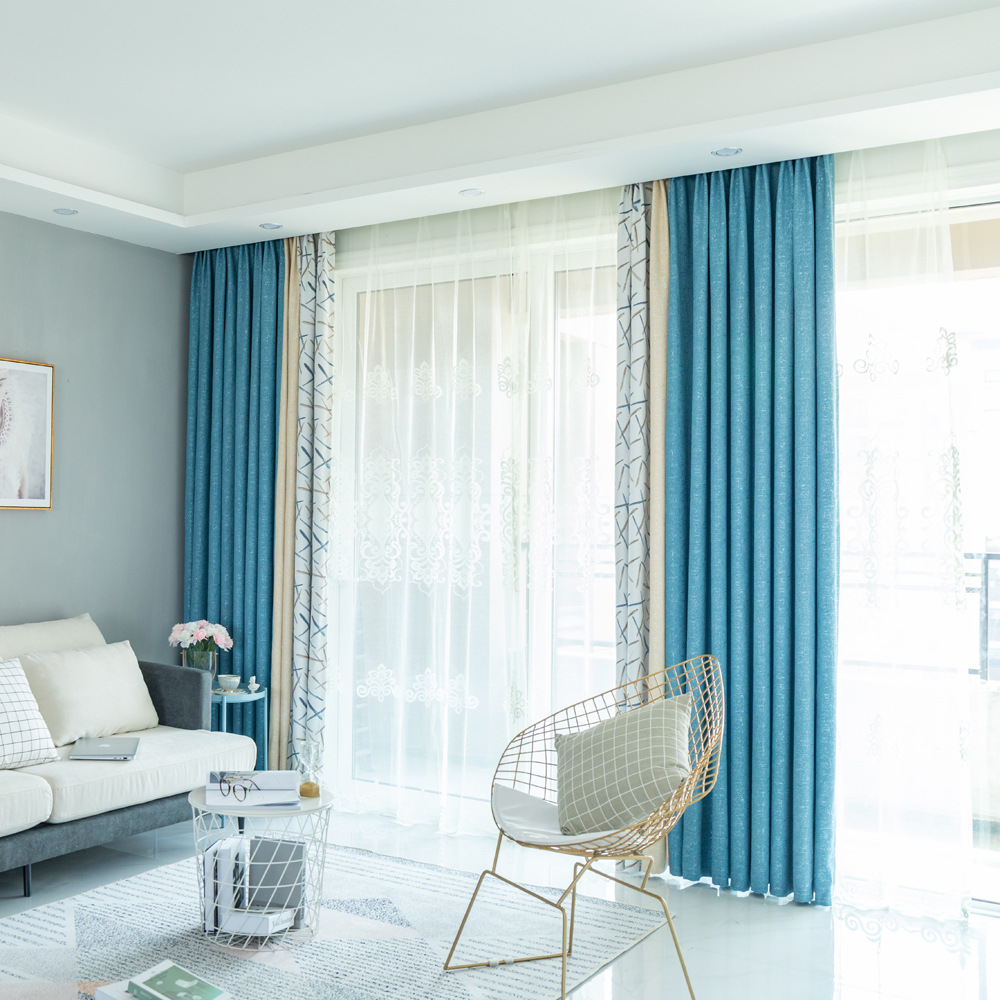 窗帘布料厂家直销 北欧客厅卧室窗帘布拼接遮光窗帘布成品效果图