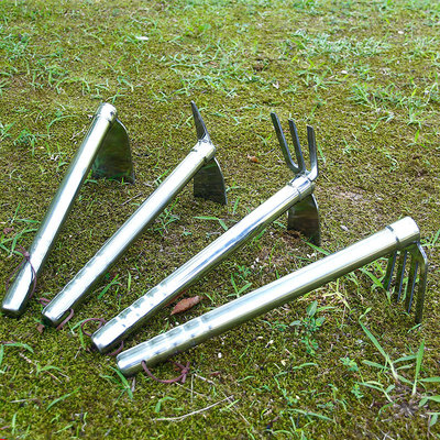 不锈钢小锄头 家用种菜工具 挖笋除草取土翻土神器农用锄耙子两用