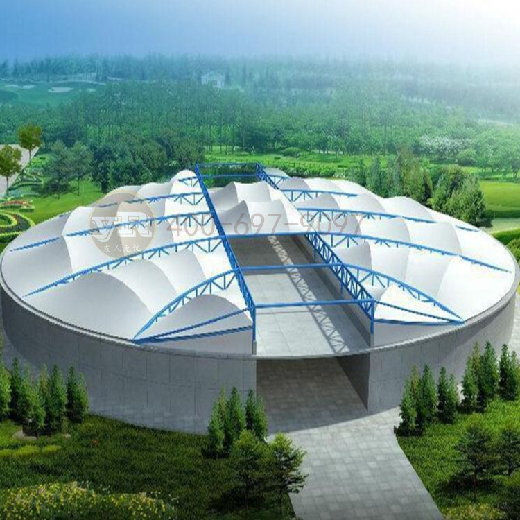 高气密性膜结构污水池吊顶加工半圆形工厂废水池加pvdf盖棚