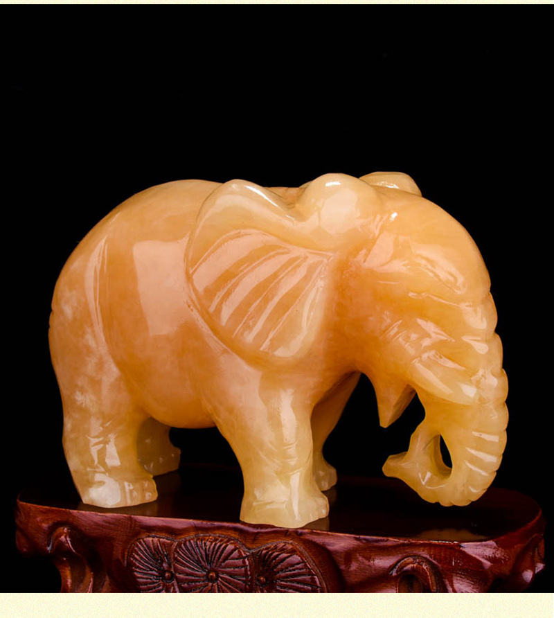 天然米黄玉大象摆件走向成功吸财招财玉器玉石摆件客厅办公工艺品