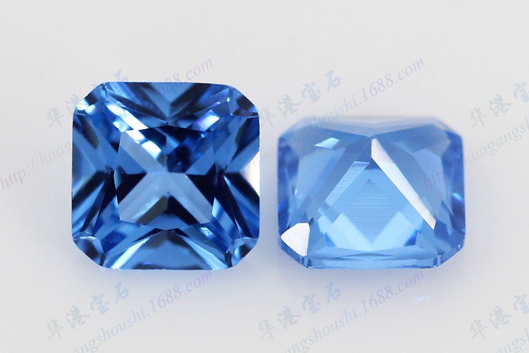 华港宝石 正方形倒角119#尖晶石裸石 人造蓝宝石戒面镶嵌首饰品