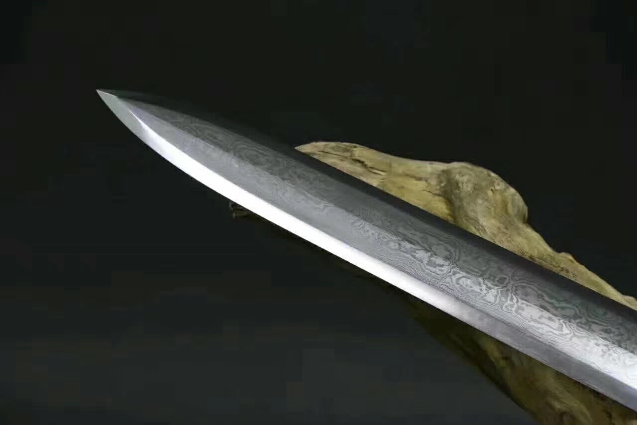 龙泉刀剑秦始皇战剑锻打花纹钢黑檀木古典收藏未开刃