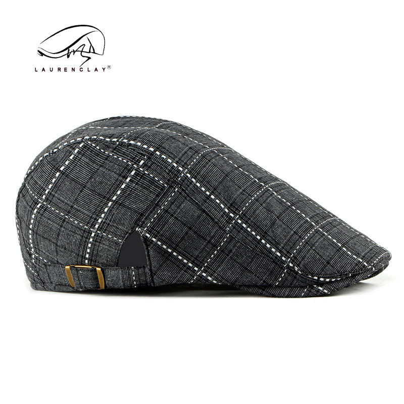 British Retro Peaked Cap Men's Plaid Advance Hats Spring and Summer New Korean Style Fashion Beret Women's Duckbill Cap