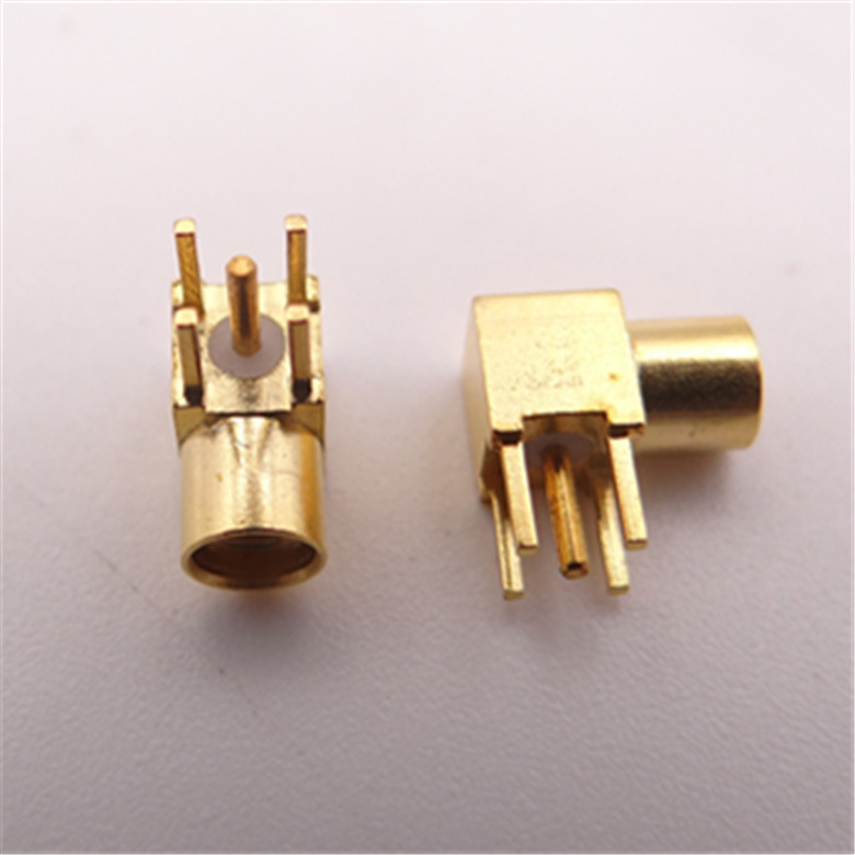 射频连接器mmcx-kwe整体 母头弯四角座 焊pcb板弯母座 内孔镀金