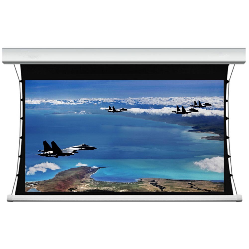 工厂直销定制 大扭矩电机电动拉线投影屏幕 150吋16:9 银幕 幕布
