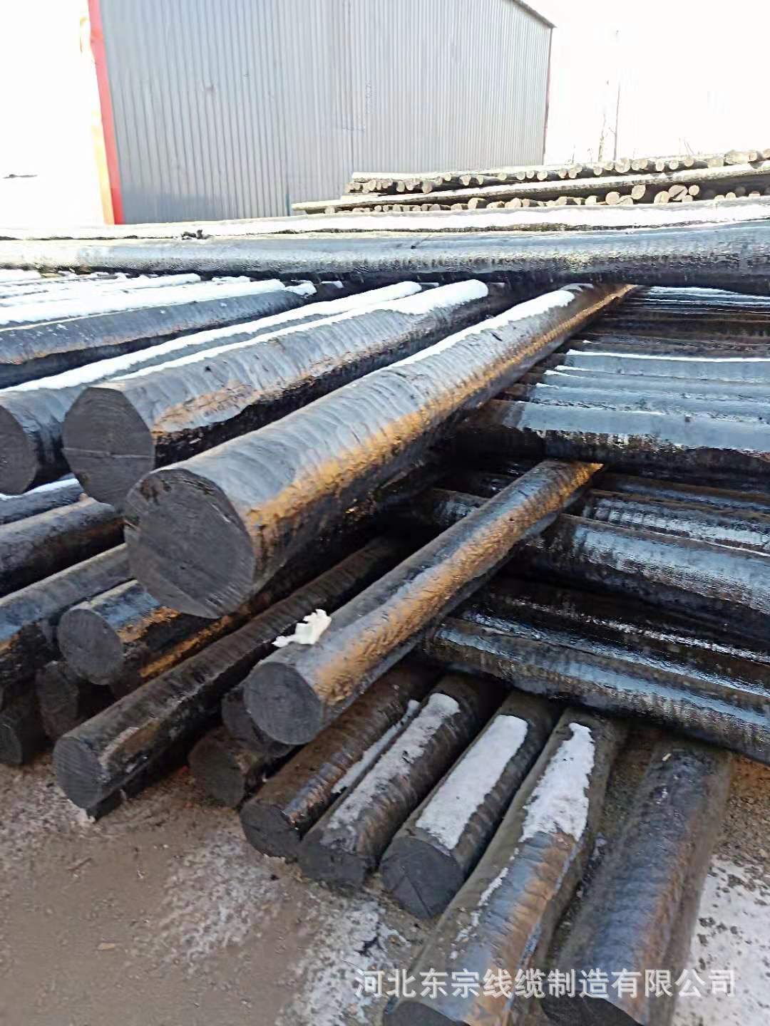 厂家直销6米-10米防腐油木杆 黑木杆 油炸杆 通讯油木杆量大从优