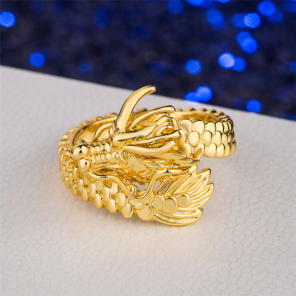 热卖黄铜镀金戒指 镀金盘龙立体戒指 欧币金首饰久创意饰品代发