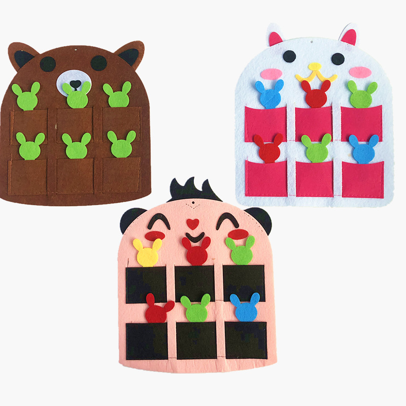 儿童幼儿园区域材料手工制作无纺布不织布diy卡通晨检袋进区卡