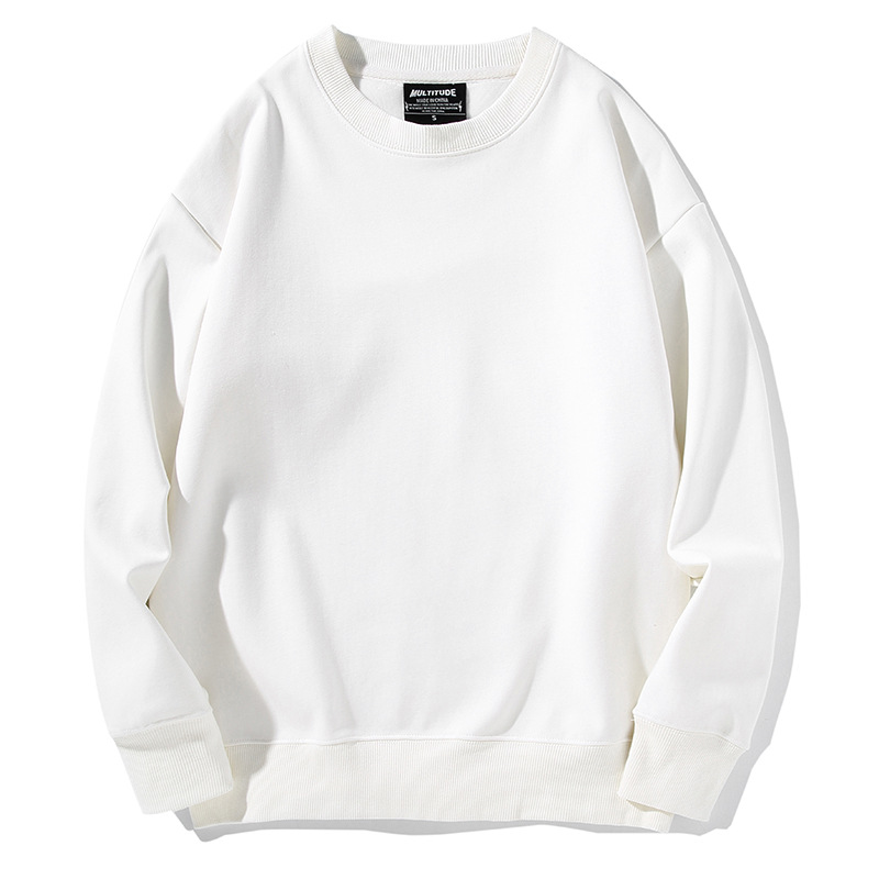 秋冬新款男女卫衣落肩加厚超柔圆领卫衣纯色宽松卫衣空白批发