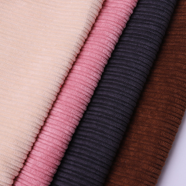 厂家定制全涤针织21条细条灯芯绒面料 3d无弹灯芯条裤装抱枕布料