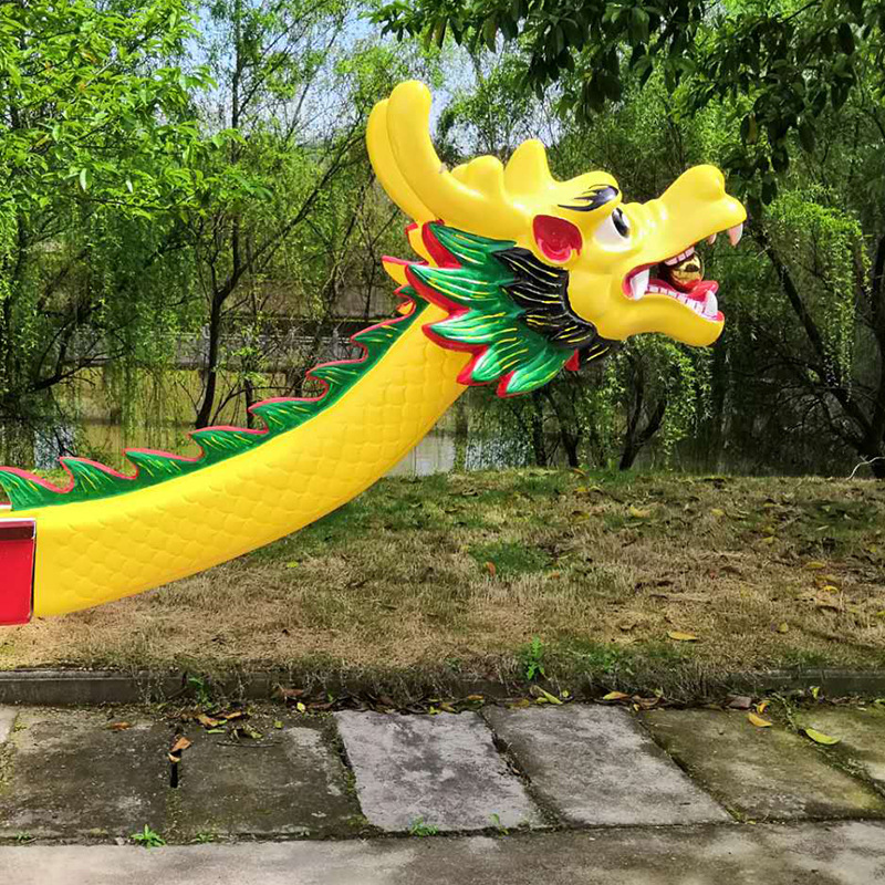 厂家直销标准比赛竞技龙舟定制木船龙舟玻璃钢龙舟龙头龙尾定制