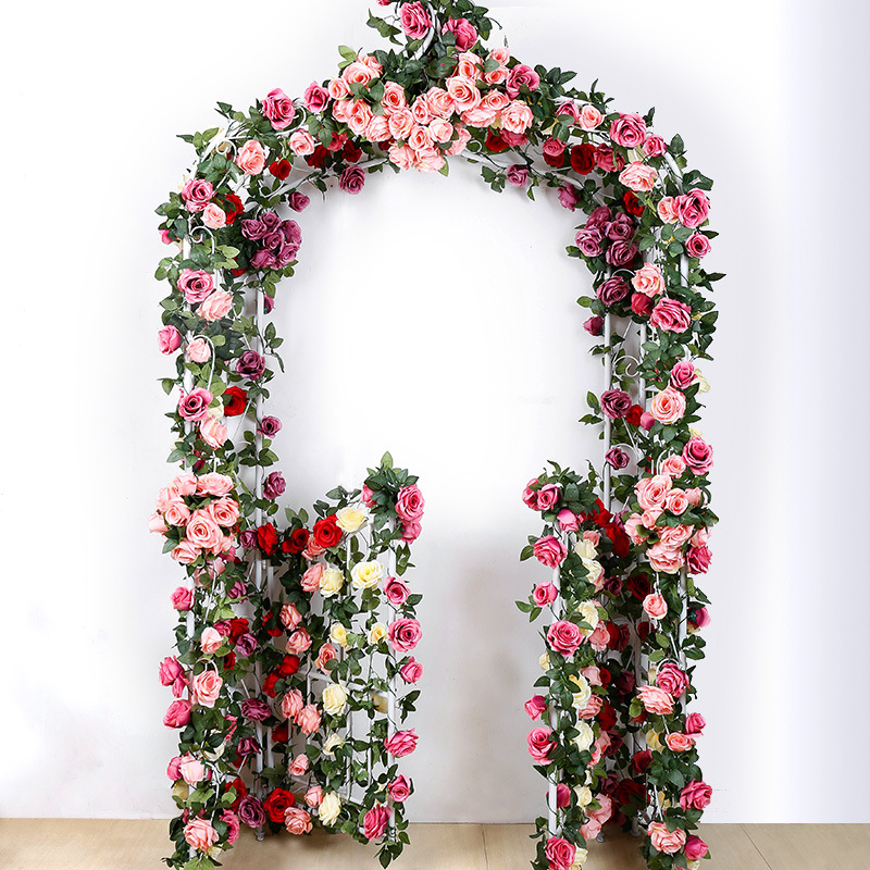 Artificial Rose Rattan Wedding Celebration Decoration Fake Flower Vine Indoor Covering Roses 69 Cross-Border