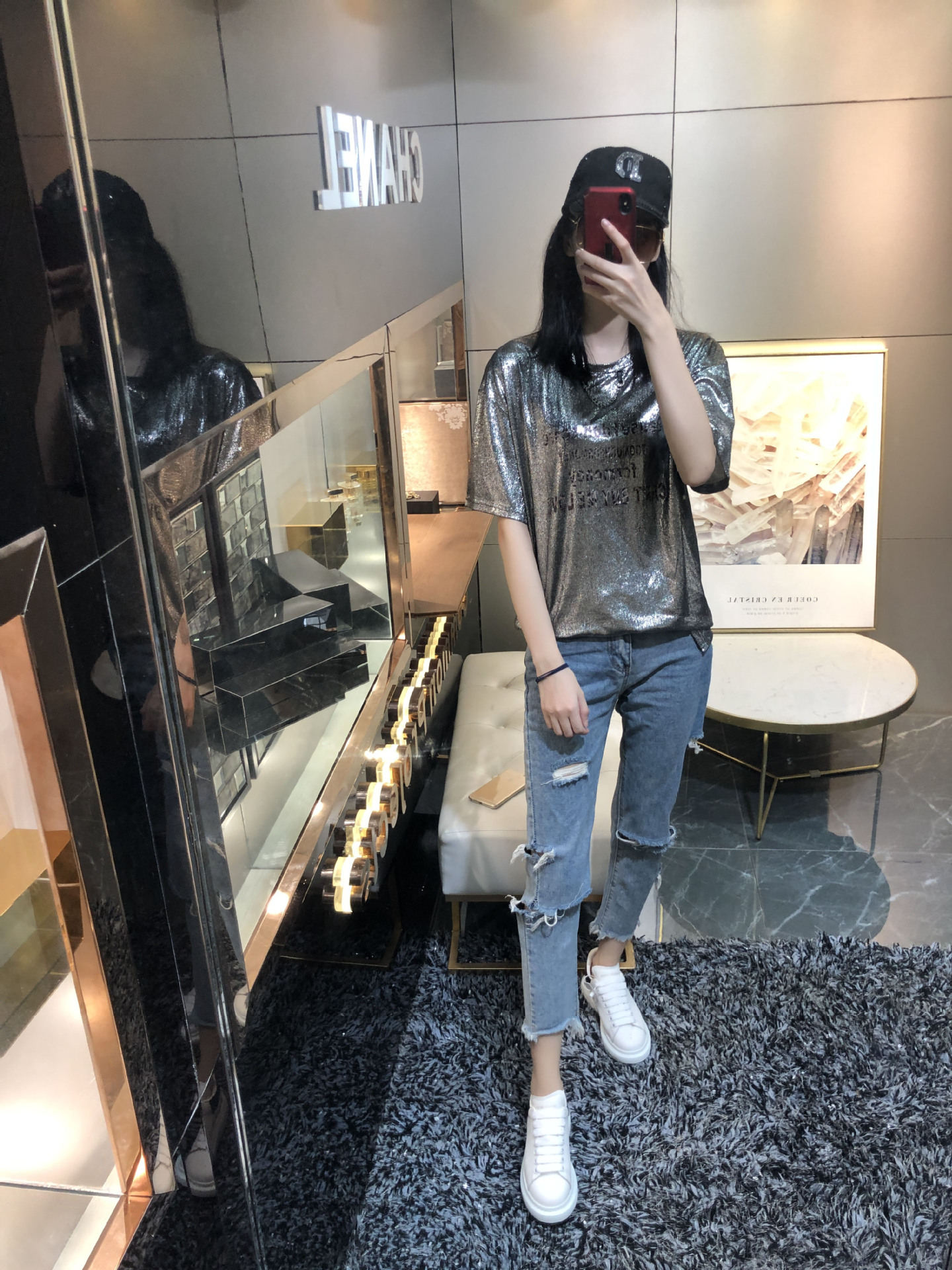 tba麦昆小白鞋女2020夏季新款潮流反光牛皮松糕厚底袁姗姗同款