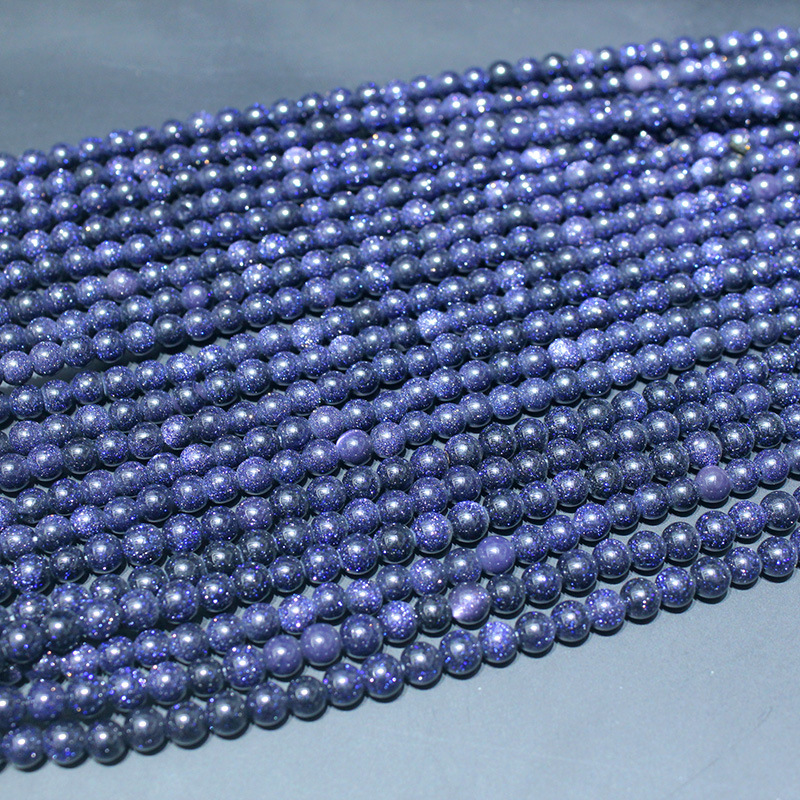 厂家直销手工diy饰品民族风手串配件金沙石蓝沙石散珠串珠半成品