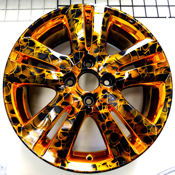 红色火焰图案轮毂水转印加工 水转印设备