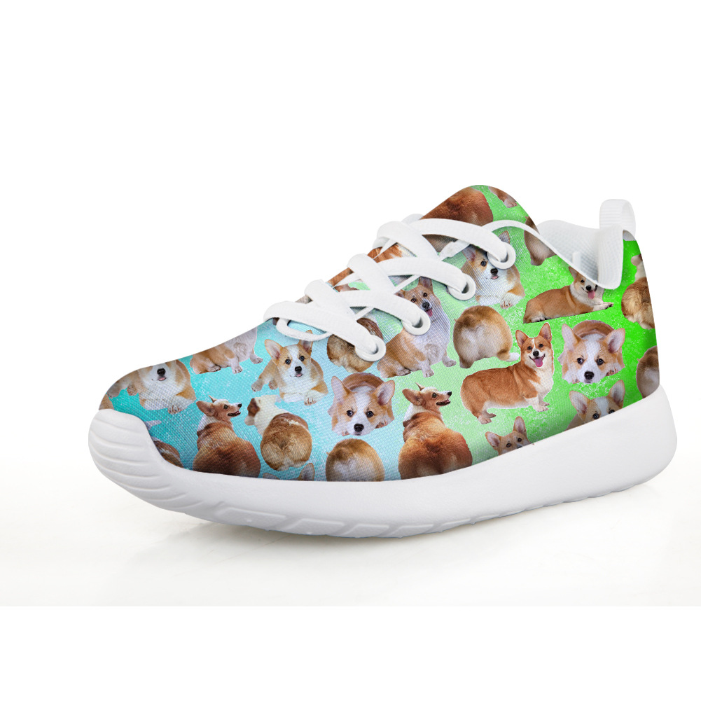 独立站货源dog狗狗头像渐变色图案休闲鞋儿童运动鞋girls shoes