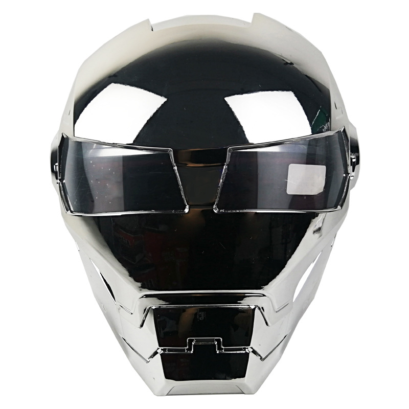 摩托车头盔男 机车个性炫酷钢铁侠复古全盔越野头盔电镀银头盔