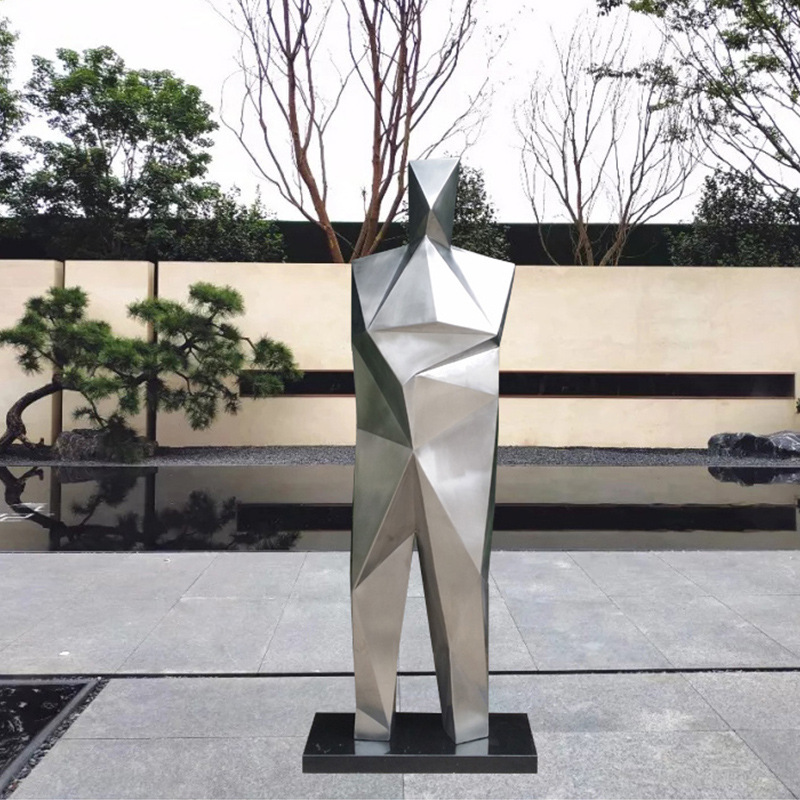 户外景观不锈钢抽象创意园林酒店大堂落地摆件几何面人体雕塑