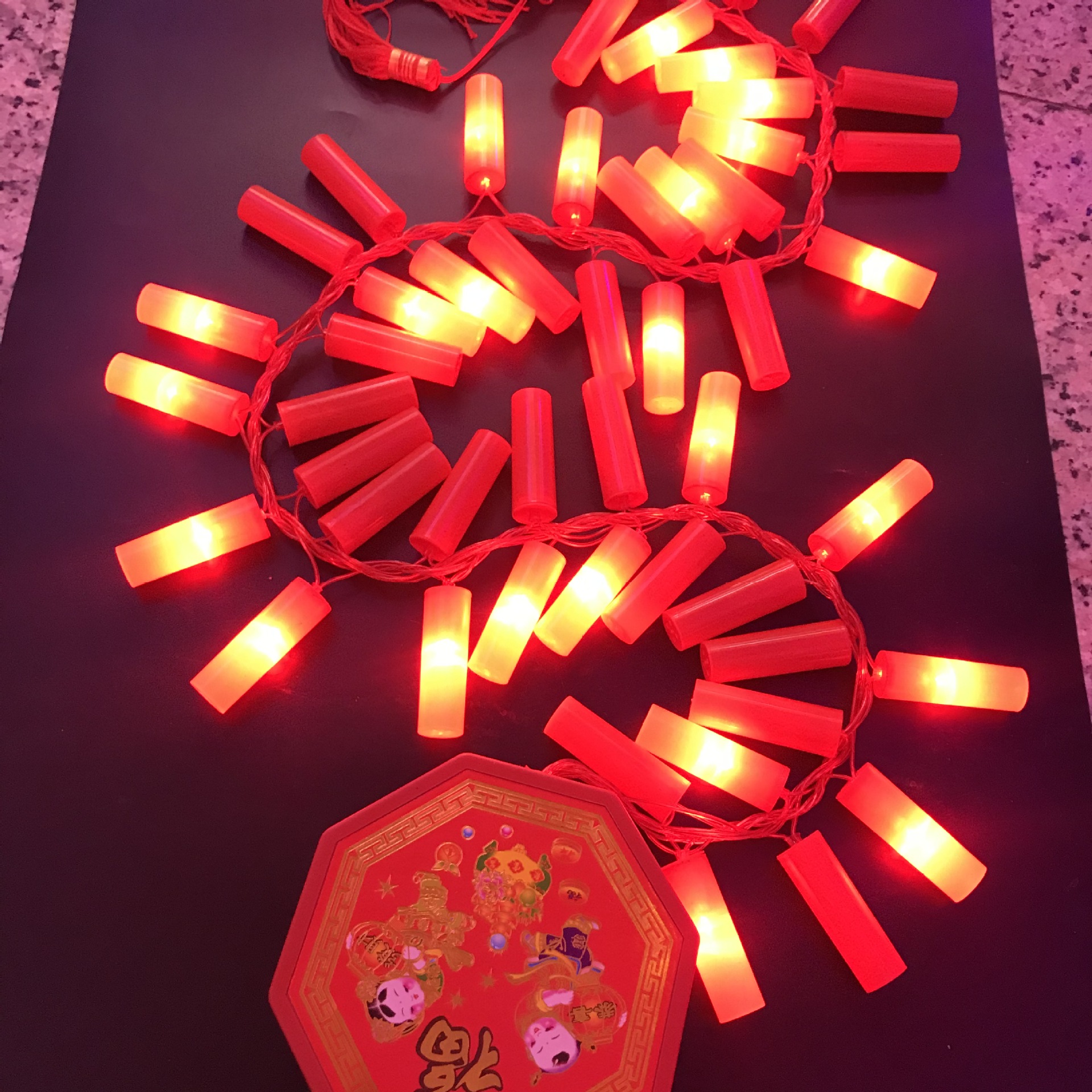 led电子鞭炮彩灯串灯闪节日灯仿真鞭炮年货饰品工程婚庆用品