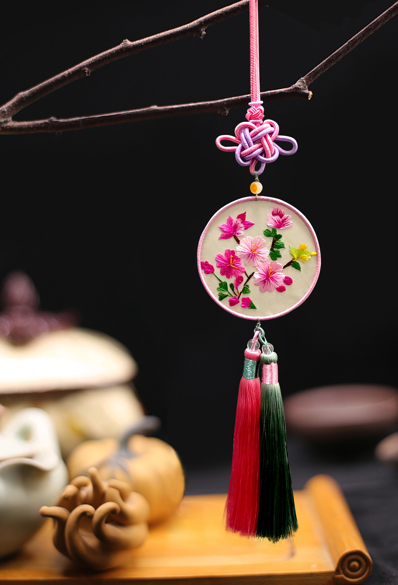 苏绣 双面绣挂件 刺绣车挂 出国礼品 古风汉服中国结刺绣挂件